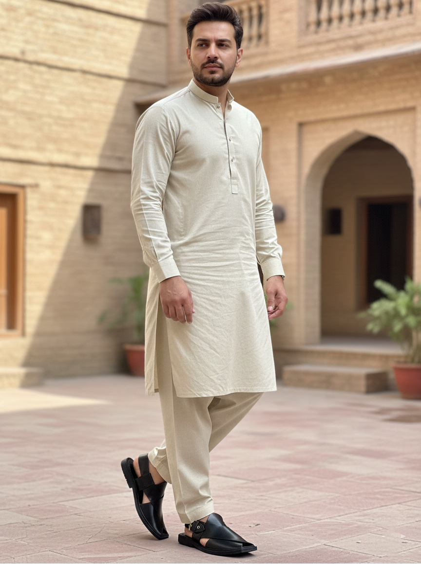 Men’s Black Peshawari Chappal – Premium Leather Traditional Handmade Sandals
